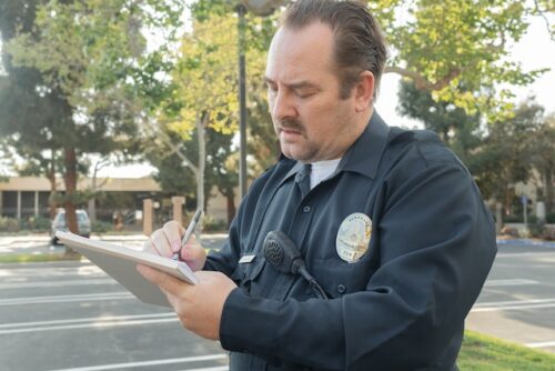 police officer writing
