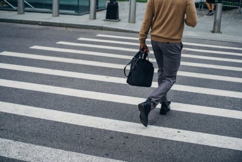pedestrian crossing the street