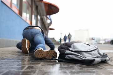 man falling on ground