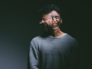 mans face blurry movement
